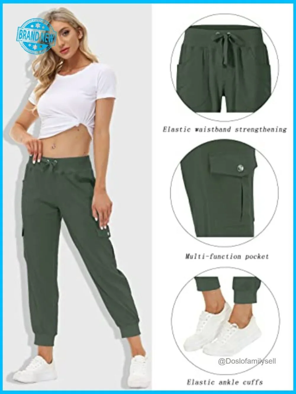 Lightweight Hiking Cargo Pants with Pockets Quick Dry Joggers Elastic Waist